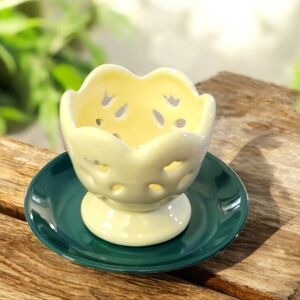 Vintage GKA Ceramic Egg Cup with Green Saucer (Mismatched)